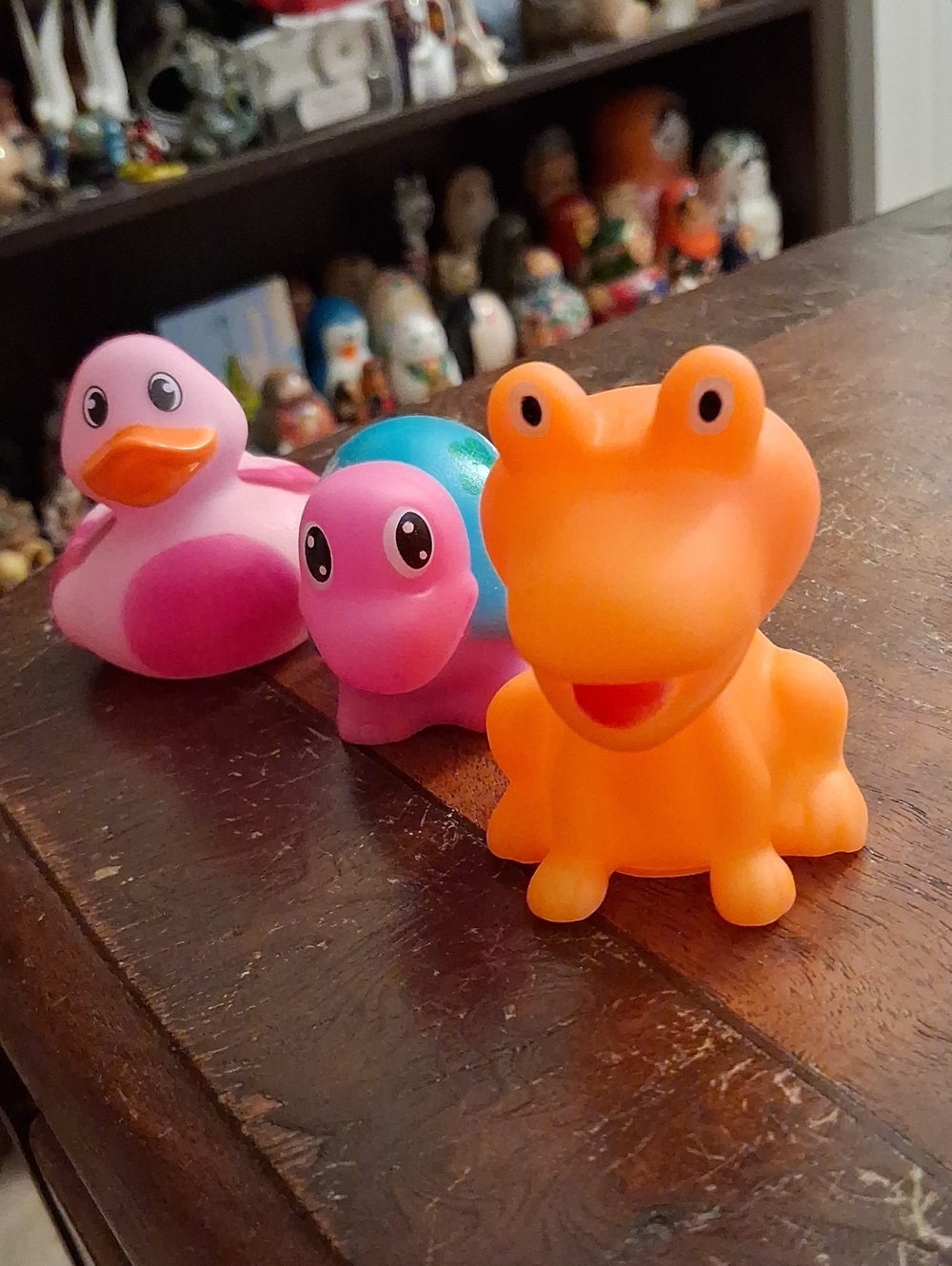 Kids Bath Toy Animal Set - Orange Frog, Pink Duck, Pink/Blue Turtle